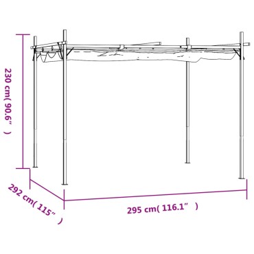 vidaXL Πέργκολα με Πτυσσόμενη Οροφή Ανθρακί 295 x 292 x 230 εκ.