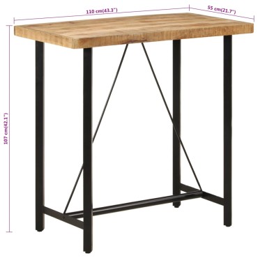 vidaXL Τραπέζι Μπαρ 110x55x107cm από Μασίφ Ξύλο Μάνγκο & Σίδηρο 1 τεμ.
