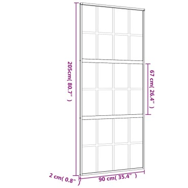 vidaXL Συρόμενη Πόρτα Χρυσή 90 x 205 εκ. από Γυαλί ESG και Αλουμίνιο