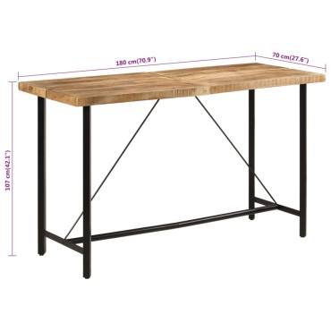 vidaXL Τραπέζι Μπαρ 180x70x107cm από Μασίφ Ξύλο Μάνγκο & Σίδηρο 1 τεμ.