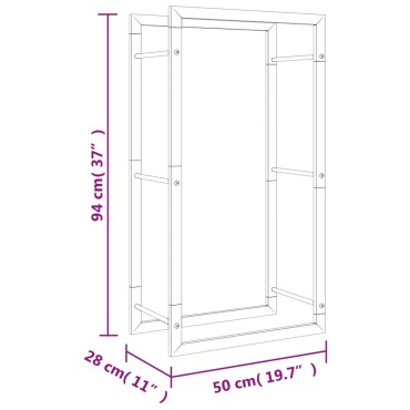 vidaXL Ραφιέρα Καυσόξυλων 50x28x94 εκ. από Ανοξείδωτο ατσάλι