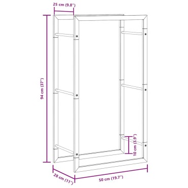 vidaXL Ραφιέρα Καυσόξυλων 50x28x94 εκ. από Ανοξείδωτο ατσάλι