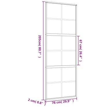 vidaXL Συρόμενη Πόρτα Χρυσή 76 x 205 εκ. από Γυαλί ESG και Αλουμίνιο