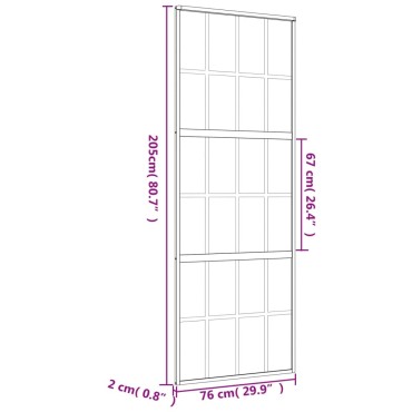 vidaXL Συρόμενη Πόρτα Χρυσή 76 x 205 εκ. από Γυαλί ESG και Αλουμίνιο