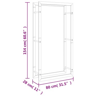 vidaXL Ραφιέρα Καυσόξυλων 80x28x154 εκ. από Ανοξείδωτο ατσάλι