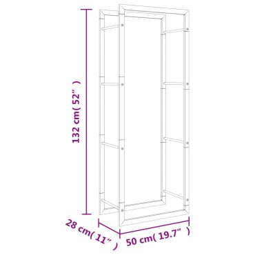 vidaXL Ραφιέρα Καυσόξυλων 50x28x132 εκ. από Ανοξείδωτο ατσάλι