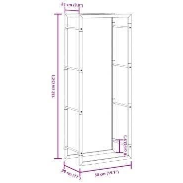 vidaXL Ραφιέρα Καυσόξυλων 50x28x132 εκ. από Ανοξείδωτο ατσάλι
