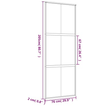 vidaXL Συρόμενη Πόρτα Χρυσή 76 x 205 εκ. από Γυαλί ESG και Αλουμίνιο