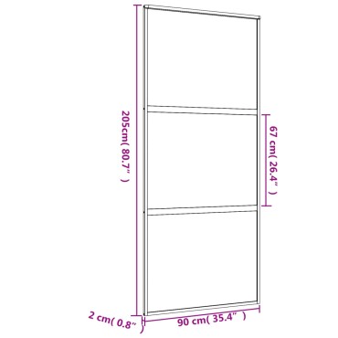vidaXL Συρόμενη Πόρτα Χρυσή 90 x 205 εκ. από Γυαλί ESG και Αλουμίνιο