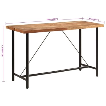 vidaXL Τραπέζι Μπαρ 180x70x107cm από Μασίφ Ξύλο Ακακίας & Σίδηρο 1 τεμ.