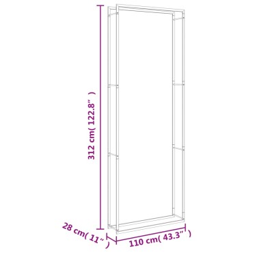 vidaXL Ραφιέρα Καυσόξυλων 110x28x312 εκ. από Ανοξείδωτο Aτσάλι