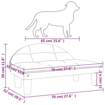 vidaXL Κρεβάτι Σκύλου Ανοιχτό Γκρι 70 x 52 x 30 εκ. Βελούδινο