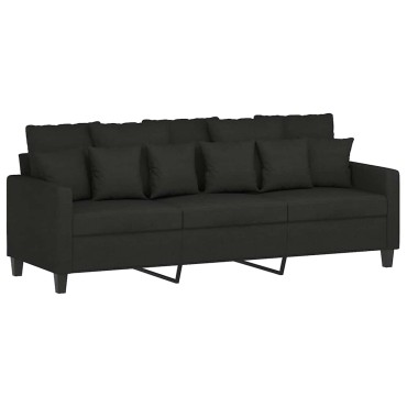 vidaXL Καναπές Τριθέσιος Μαύρος Υφασμάτινος 198x77x80cm 1 τεμ.