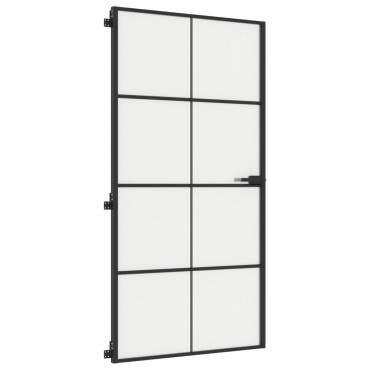 vidaXL Εσωτερική Πόρτα Μαύρη 102,5x201,5 εκ. Ψημένο Γυαλί & Αλουμίνιο