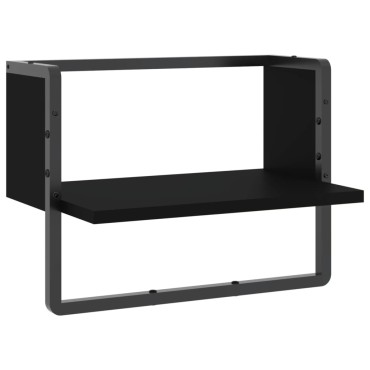 vidaXL Ράφι Τοίχου με Μπάρα Μαύρο 40x25x30cm 1 τεμ.