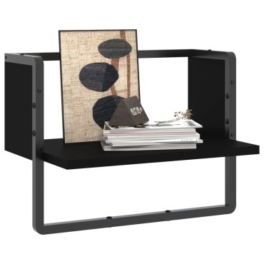 vidaXL Ράφι Τοίχου με Μπάρα Μαύρο 40x25x30cm 1 τεμ.