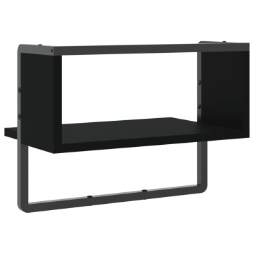 vidaXL Ράφι Τοίχου με Μπάρα Μαύρο 40x25x30cm 1 τεμ.