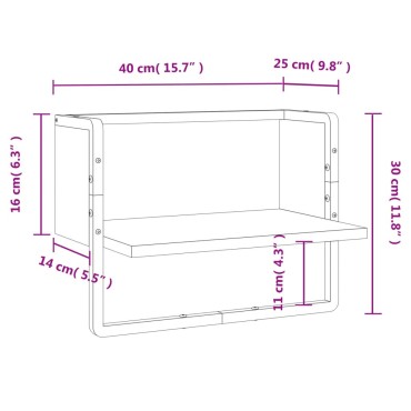 vidaXL Ράφι Τοίχου με Μπάρα Μαύρο 40x25x30cm 1 τεμ.