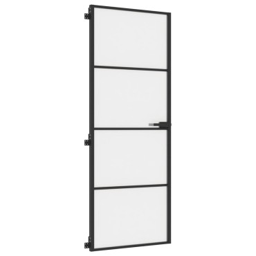 vidaXL Εσωτερική Πόρτα Μαύρη 76x201,5 εκ. Ψημένο Γυαλί και Αλουμίνιο