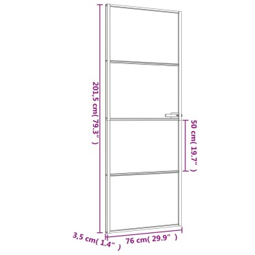 vidaXL Εσωτερική Πόρτα Μαύρη 76x201,5 εκ. Ψημένο Γυαλί και Αλουμίνιο