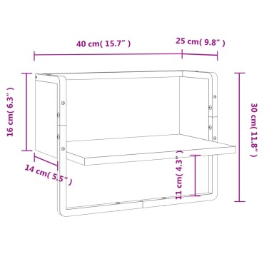 vidaXL Ράφι Τοίχου με Μπάρα Γκρι Sonoma 40x25x30cm 1 τεμ.