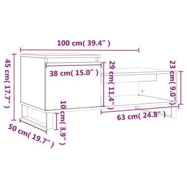 vidaXL Τραπεζάκι Σαλονιού Καφέ Δρυς 100x50x45cm Επεξεργασμ. Ξύλο 1 τεμ.