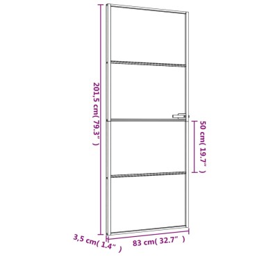 vidaXL Εσωτερική Πόρτα Μαύρη 83 x 201,5 εκ. Ψημένο Γυαλί & Αλουμίνιο