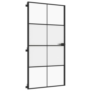 vidaXL Εσωτερική Πόρτα Μαύρη 102,5x201,5 εκ. Ψημένο Γυαλί & Αλουμίνιο
