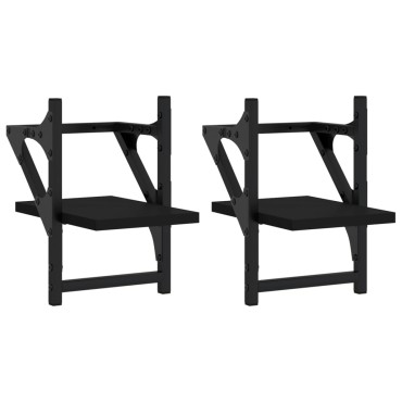 vidaXL Ράφια Τοίχου με Μπάρα 2 τεμ. Μαύρα 20x25x30cm
