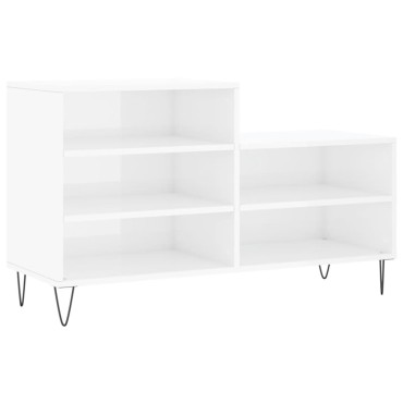 vidaXL Παπουτσοθήκη Γυαλιστερό Λευκό 102x36x60cm Επεξεργασμένο Ξύλο