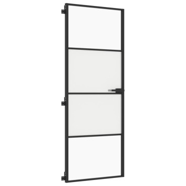 vidaXL Εσωτερική Πόρτα Μαύρη 76x201,5 εκ. Ψημένο Γυαλί και Αλουμίνιο