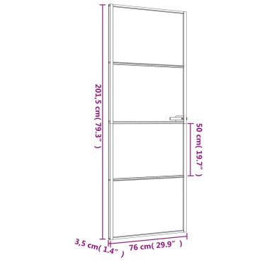 vidaXL Εσωτερική Πόρτα Μαύρη 76x201,5 εκ. Ψημένο Γυαλί και Αλουμίνιο