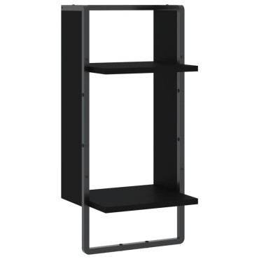 vidaXL Ράφι Τοίχου με Μπάρα Μαύρο 30x25x65cm 1 τεμ.