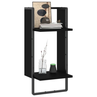 vidaXL Ράφι Τοίχου με Μπάρα Μαύρο 30x25x65cm 1 τεμ.