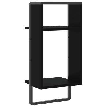 vidaXL Ράφι Τοίχου με Μπάρα Μαύρο 30x25x65cm 1 τεμ.