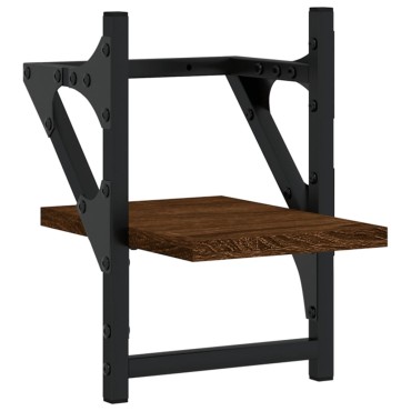 vidaXL Ράφια Τοίχου με Μπάρα 2 τεμ. Καφέ Δρυς 20x25x30cm
