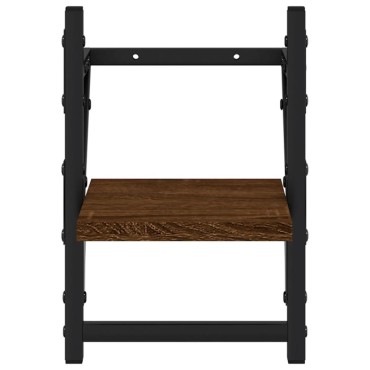 vidaXL Ράφια Τοίχου με Μπάρα 2 τεμ. Καφέ Δρυς 20x25x30cm