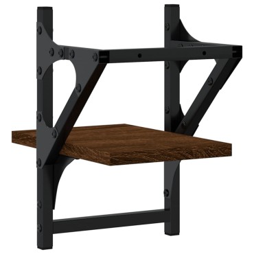 vidaXL Ράφια Τοίχου με Μπάρα 2 τεμ. Καφέ Δρυς 20x25x30cm