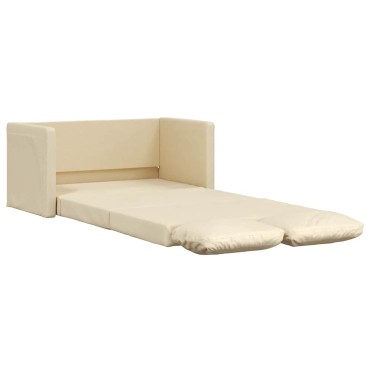 vidaXL Καναπές-Κρεβάτι Δαπέδου 2 σε 1 Κρεμ 112x174x55cm Ύφασμα 1 τεμ. Γωνιακός