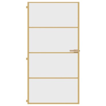 vidaXL Εσωτερική Πόρτα Χρυσή 102,5x201,5 εκ. Ψημένο Γυαλί & Αλουμίνιο