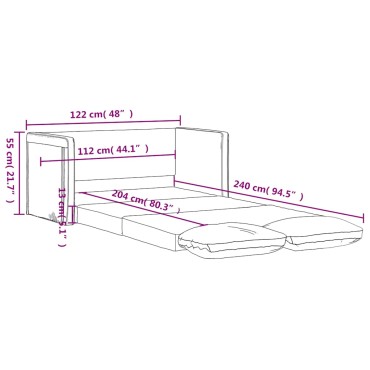 vidaXL Καναπές-Κρεβάτι Δαπέδου 2 σε 1 Σκ. Γκρι 122x204x55cm Βελούδο 1 τεμ. Γωνιακός