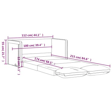 vidaXL Καναπές-Κρεβάτι Δαπέδου 2 σε 1 Γκρι 112x174x55cm Συνθ. Δέρμα 1 τεμ. Γωνιακός
