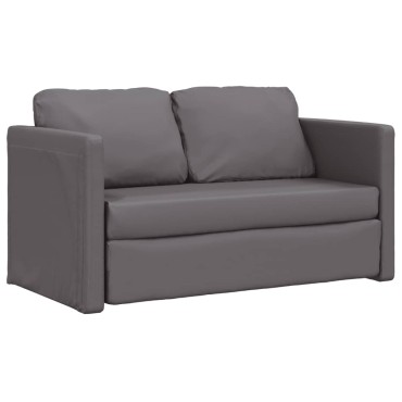 vidaXL Καναπές-Κρεβάτι Δαπέδου 2 σε 1 Γκρι 112x174x55cm Συνθ. Δέρμα 1 τεμ. Γωνιακός