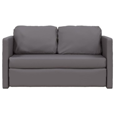 vidaXL Καναπές-Κρεβάτι Δαπέδου 2 σε 1 Γκρι 112x174x55cm Συνθ. Δέρμα 1 τεμ. Γωνιακός
