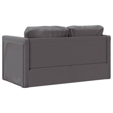 vidaXL Καναπές-Κρεβάτι Δαπέδου 2 σε 1 Γκρι 112x174x55cm Συνθ. Δέρμα 1 τεμ. Γωνιακός