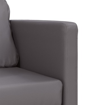 vidaXL Καναπές-Κρεβάτι Δαπέδου 2 σε 1 Γκρι 112x174x55cm Συνθ. Δέρμα 1 τεμ. Γωνιακός