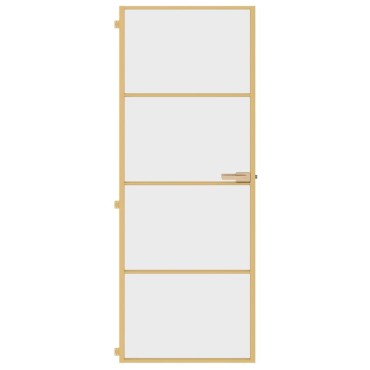 vidaXL Εσωτερική Πόρτα Χρυσή 76 x 201,5 εκ. Ψημένο Γυαλί & Αλουμίνιο