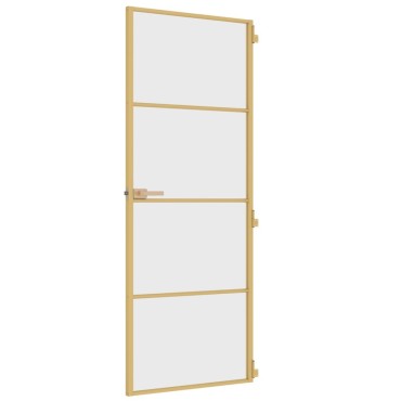 vidaXL Εσωτερική Πόρτα Χρυσή 76 x 201,5 εκ. Ψημένο Γυαλί & Αλουμίνιο