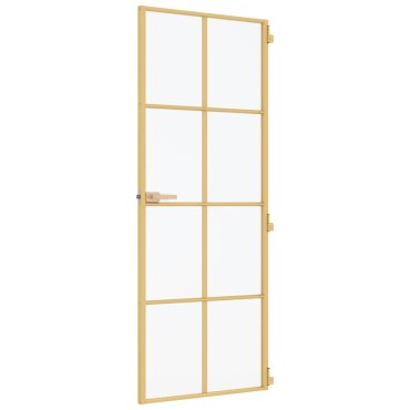 vidaXL Εσωτερική Πόρτα Χρυσή 83 x 201,5 εκ. Ψημένο Γυαλί & Αλουμίνιο