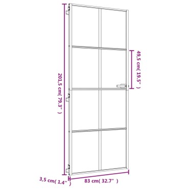 vidaXL Εσωτερική Πόρτα Χρυσή 83 x 201,5 εκ. Ψημένο Γυαλί & Αλουμίνιο